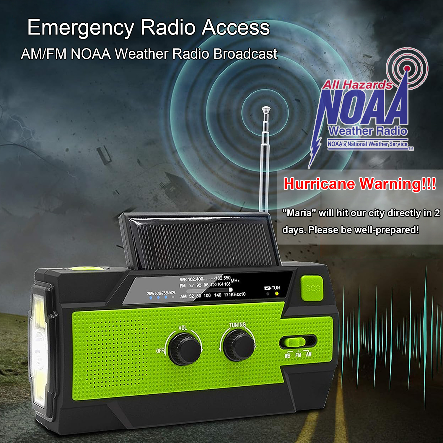 Renewable Energy Source - Emergency NOAA Weather Radio,Portable Hand Crank