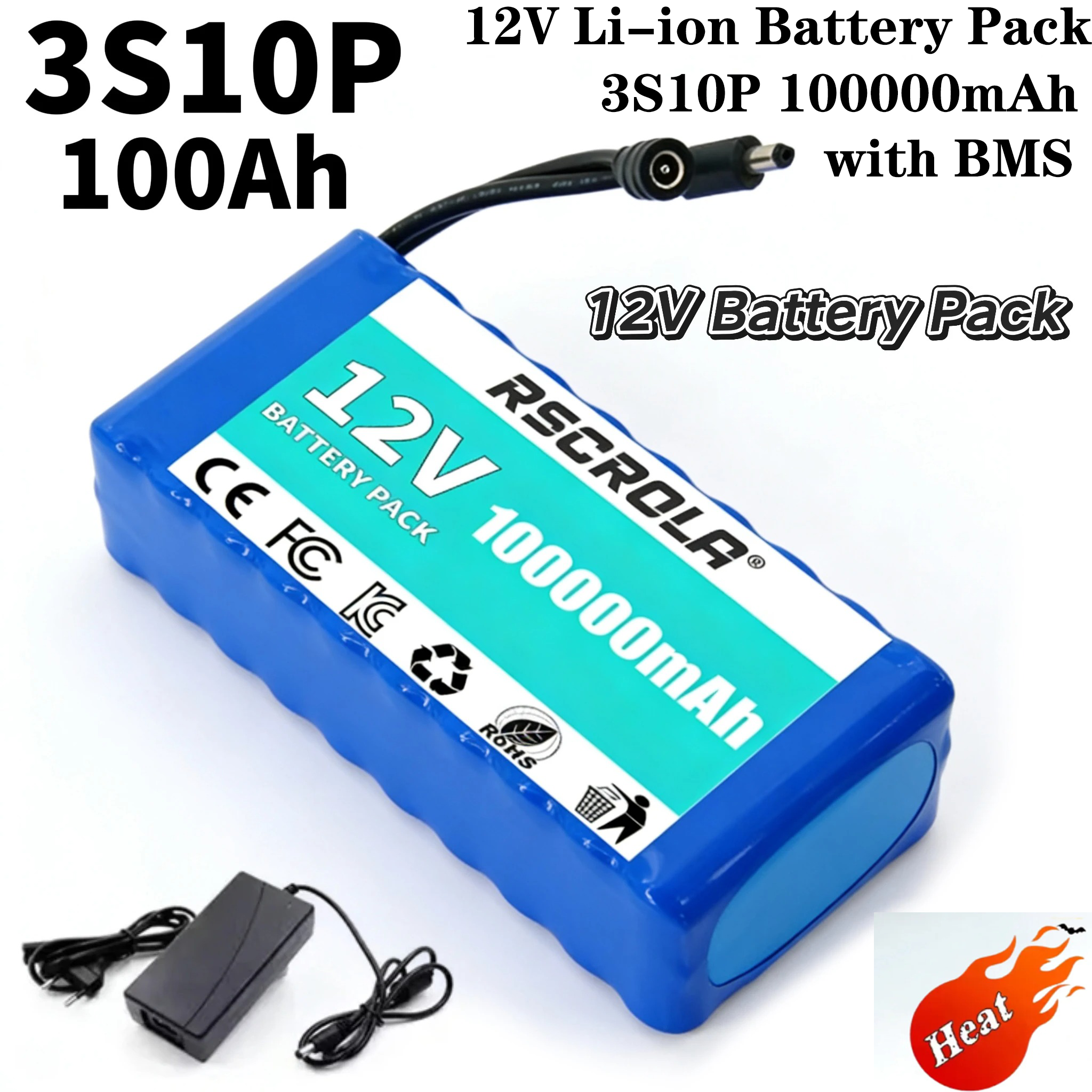 Renewable Energy Source - 12V 100Ah 18650 3S10P Rechargeable Lithium